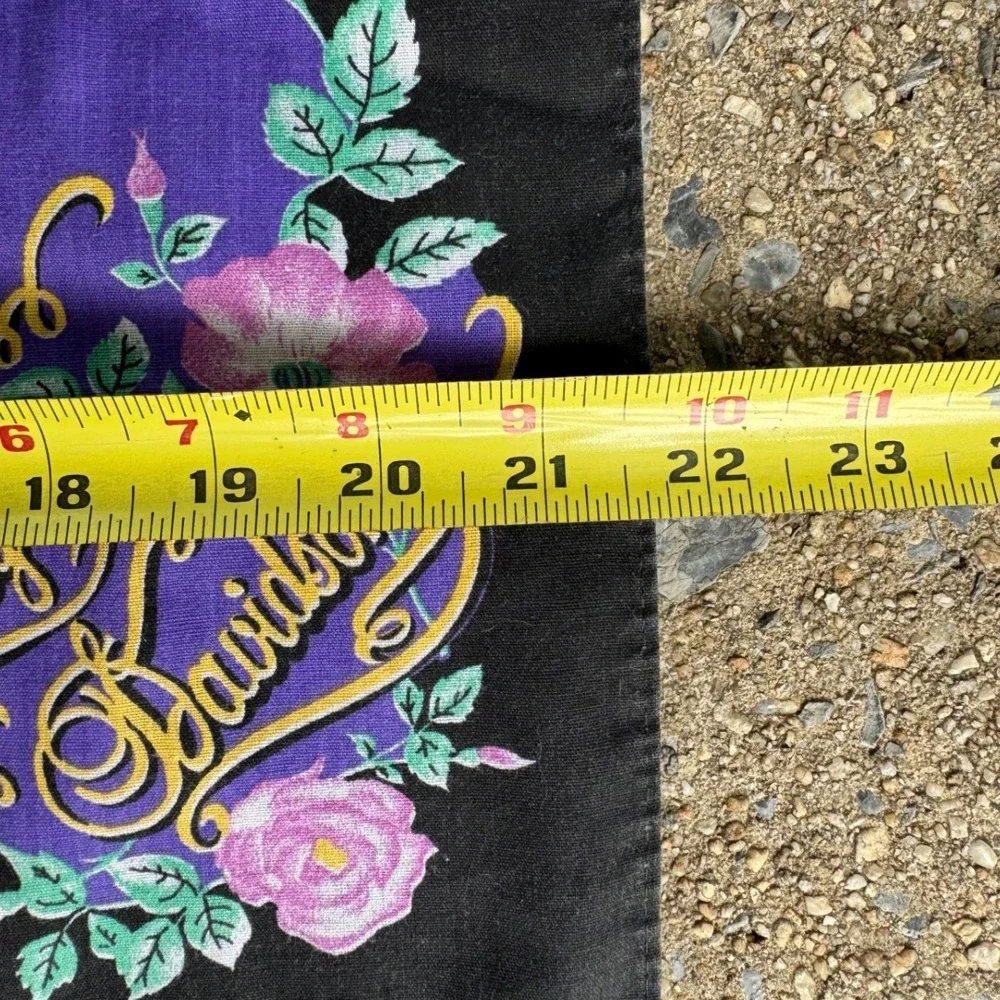 Vintage Harley Davidson Pegasus Bandana Purple Black Rose Made in USA RN16463